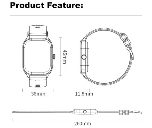 Awei Smart Watch (H21) dimensions