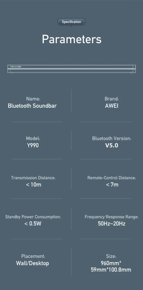 Awei Sound bar (Y990) features