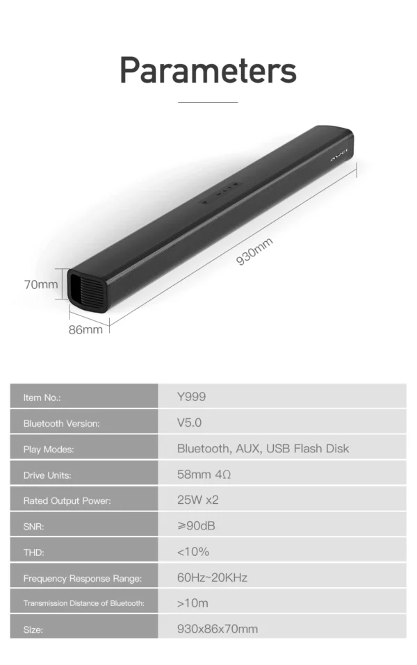 Awei Sound Bar (Y999) dimensions